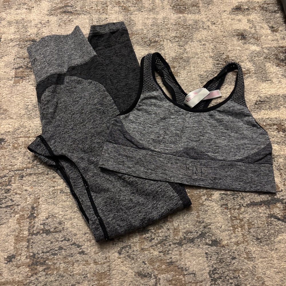 PINK Gray Sports Bra and Leggings Set
